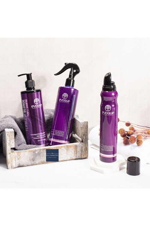 Evoque Flawless Blonde Şampuanı 400 Ml, Fön Suyu Ve Köpüğü 200 Ml.sarışın,gümüş Veplatin Saçlar Için