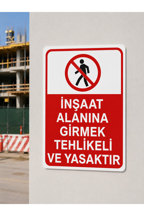İnşaat Alanına Girmek Tehlikeli Ve Yasaktır İş Güvenlik Tabelası 25*35 Cm