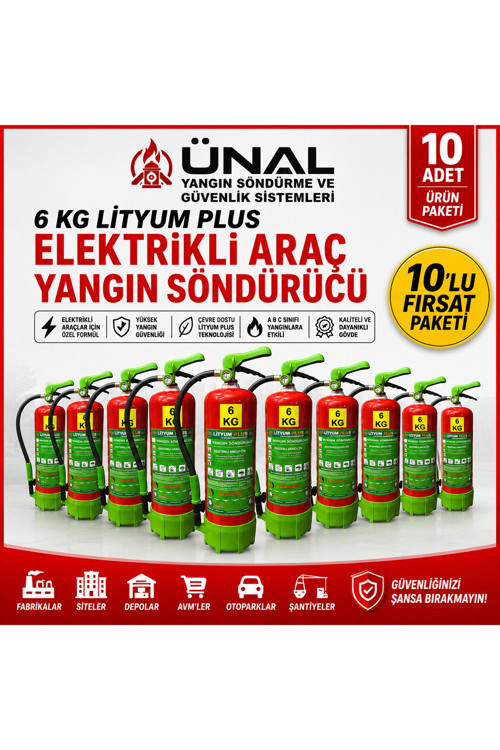 10 Adet 6 Kg Elektrikli Araç Lityum Yangın Söndürücü Kkt Yangın Tüpü