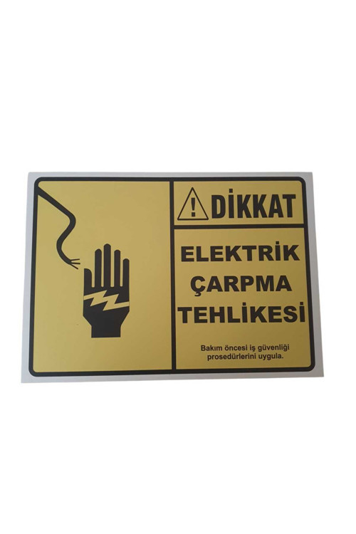 Elektrik Çarpma Tehlikesi Uyarı Levhası Kolay Montaj İş Yeri Apartman Uyumlu İkaz Tabelası