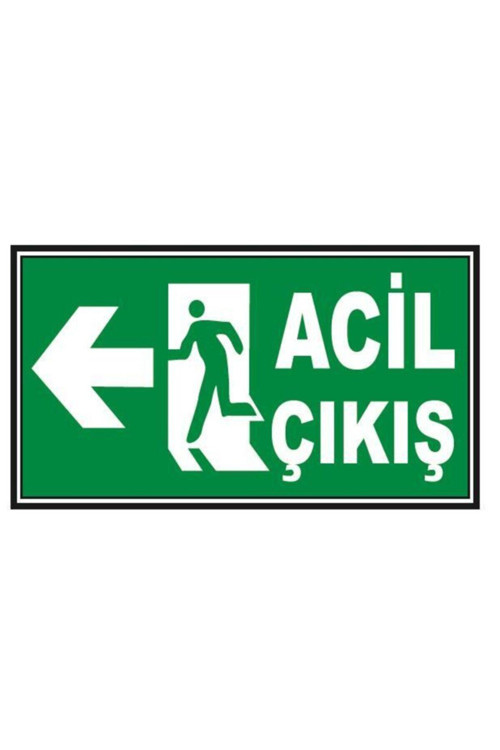 Fosforlu Acil Çıkış Levhası Fotolümenli Sol Yön Kolay Montaj İkaz Tabelası