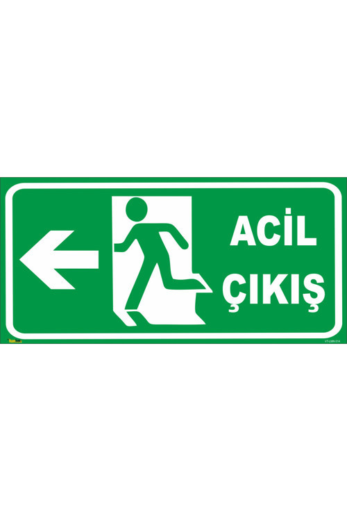Acil Çıkış (Sol Yön) Levhası Levha (Fotolümenli) 10X30 Cmdekota 3 Mm Lmn 014 Kolay Montaj