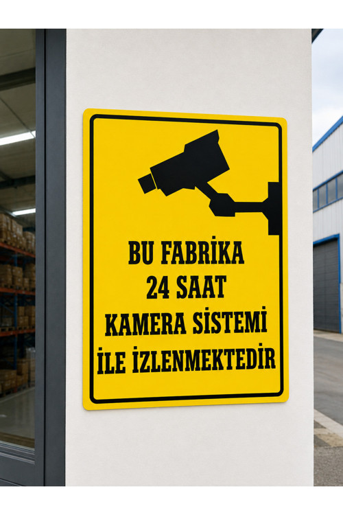 Bu Fabrika 24 Saat Kamera Sistemi İle İzlenmektedir Uyarı Levhası Pvc 25X35 Cm