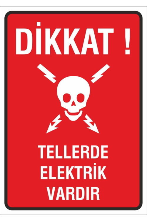 Elektrik Tehlikesi İş Güvenliği Levhası 24X34 Cm Pvc İkaz Tabelası Kapı Duvar