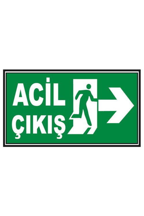 Acil Çıkış Yönlendirme Levhası 12X25 Cm Fosforlu Fotolümen Kapı Duvar Yönlendirme Tabelası