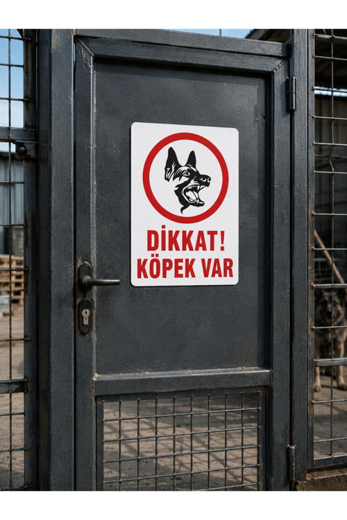 Dikkat Köpek Var Uyarı Tabelası Pvc 25X35 Cm Uv Baskı Kolay Montaj