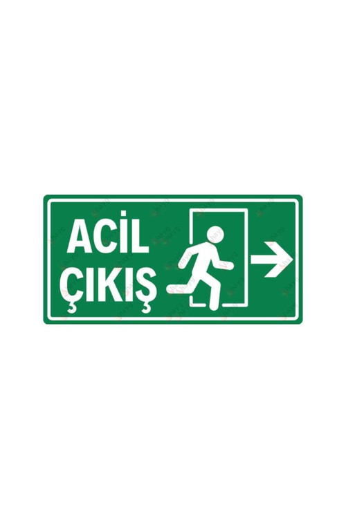 Acil Çıkış Levhası Sağ Yön Uyarı Yönlendirme Levhası 30X25 Cm Kolay Montaj