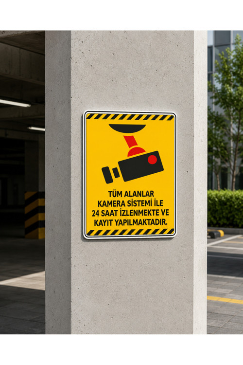 Tüm Alanlar Kamera Sistemi İle 24 Saat İzlenip Kayıt Alınmaktadır Levhası Pvc Dekota 25X35