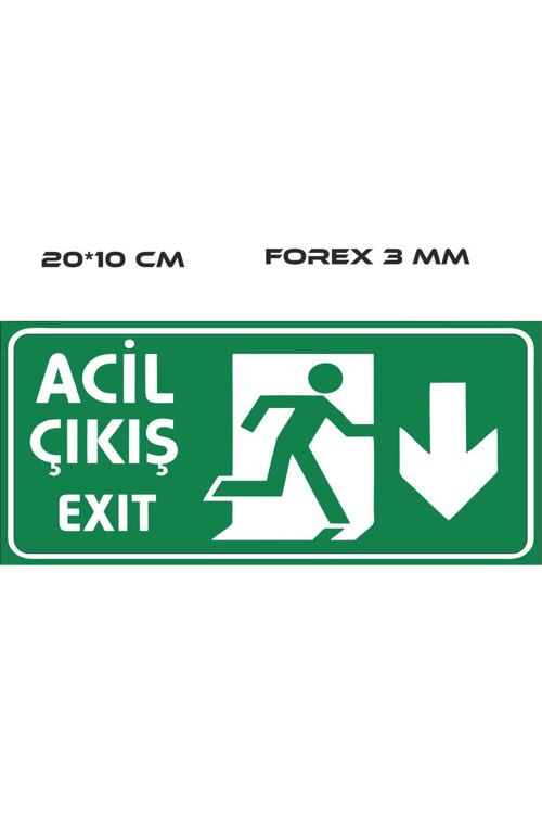 Acil Çıkış Alt Uyarı Levhası 20X10 Cm Forex Kolay Montaj Ofis Uyumlu Yönlendirme Levhası