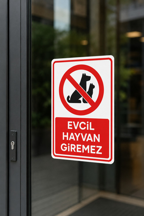 Evcil Hayvan Giremez Uyarı Levhası 25X35 Cm Pvc İkaz Tabelası Kapı Duvar