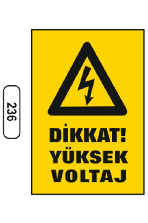 Dikkat Yüksek Voltaj Uyarı İkaz Levhası Kolay Montaj İş Yeri Apartman Uyumlu
