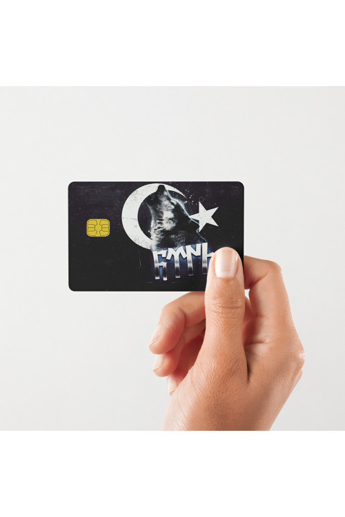 Bozkurt Türk Çipli/Çipsiz Kart Stickerı Kaplama (Yüksek Kalite)