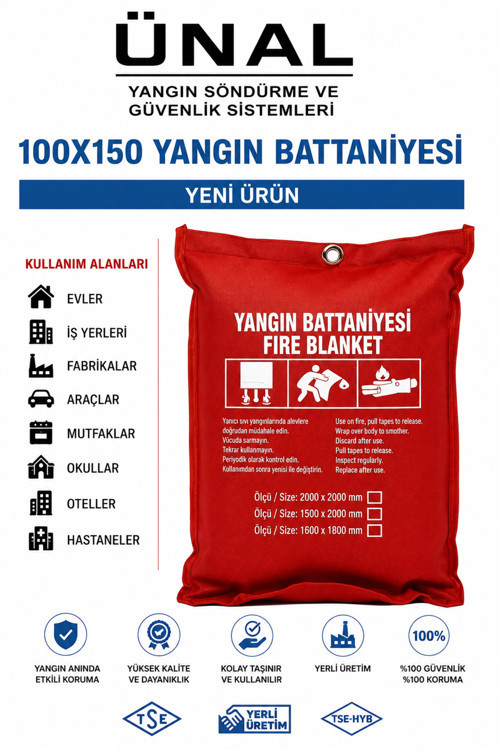 100X150 Cm Yangın Battaniyesi Acil Müdahale Söndürme Battaniyesi Araç İçin Ev İçin