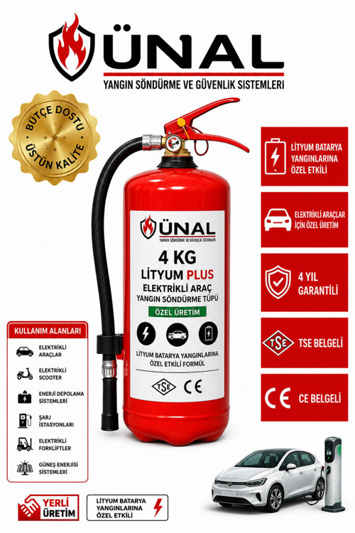 4 Kg Elektrikli Araç Lityum Yangın Söndürücü Kkt Yangın Tüpü Ev Ofis