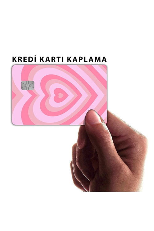 Pembe Kalp Kart Kaplama Sticker