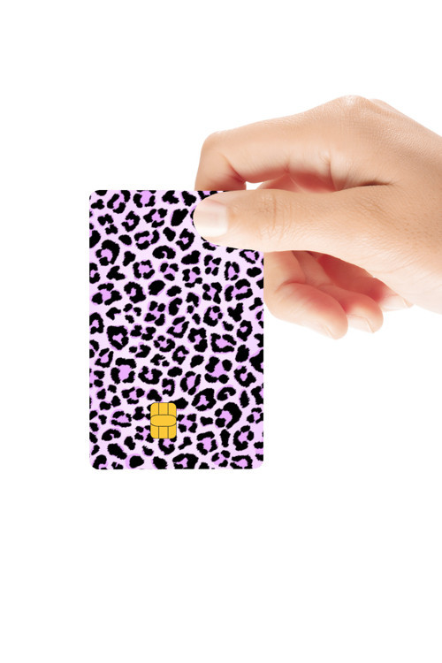Leopar Desenli Pembe Hologramlı Parlak Kredi/Banka Kart Kaplama Sticker