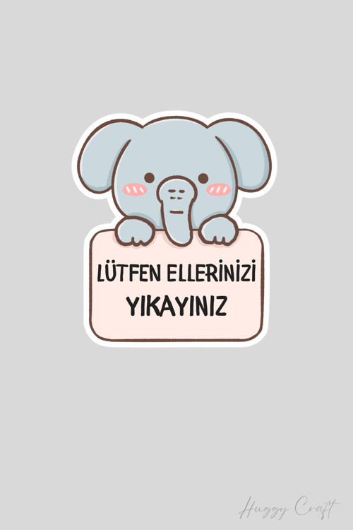 Fil Sticker Lütfen Ellerinizi Yıkayınız Etiketi