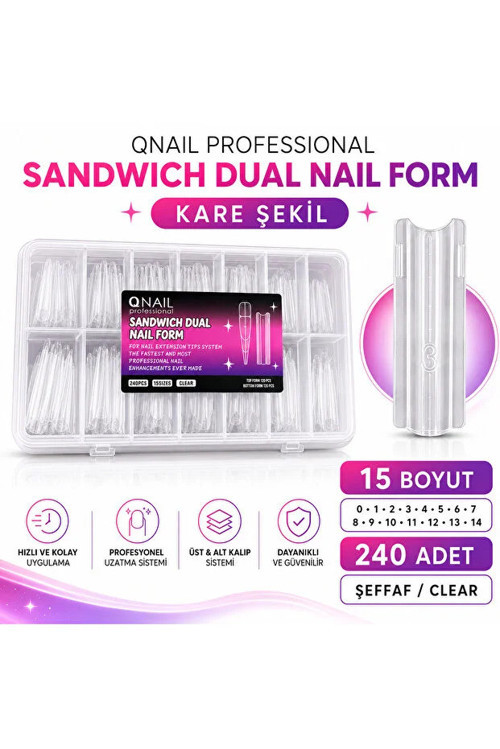 Şeffaf Sandviç Tırnak Formu Kare Protez Tırnak Kalıbı