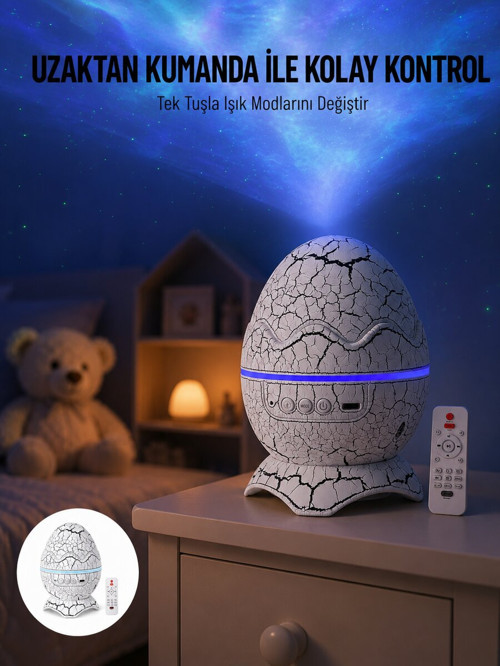 Yumurta Görünümlü Masa ve Gece Lambası Renk Değiştirebilen Projektör - NLCAEB5875-9415