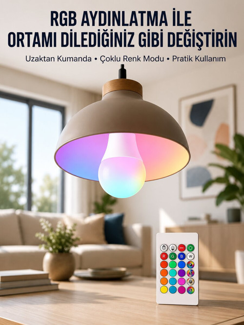 Ambiyans Aydınlatma RGB Led Lamba Kumandalı Renk Değiştirebilen - NLCAEB1838-8748