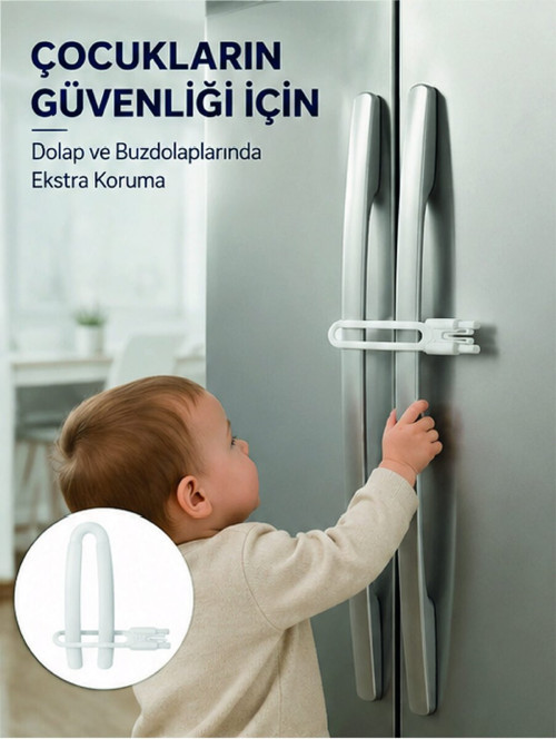 4 Adet Dolap Kapak Kilidi Ev İçi Güvenlik İçin Pratik Koruma Seti Yeni Nesil - Nlcaeb9194-8435