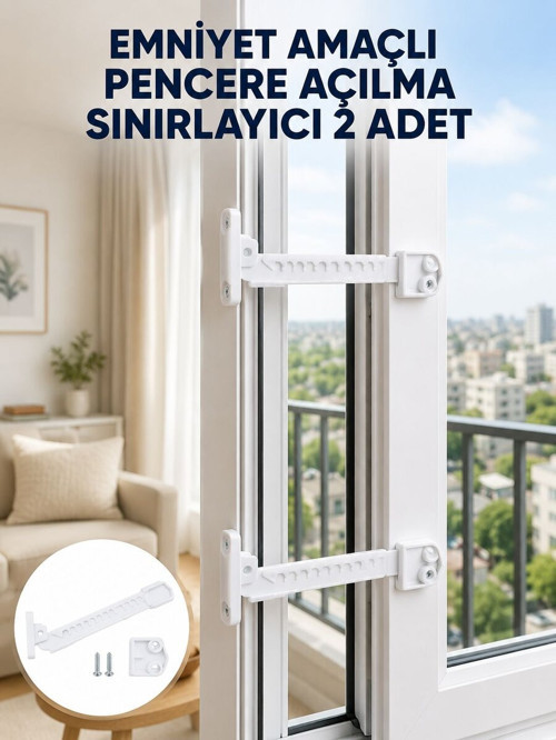 Emniyet Amaçlı Pencere Açılma Sınırlayıcı Aparat 2 Adet Yeni Nesil - NLCAEB7207-9963