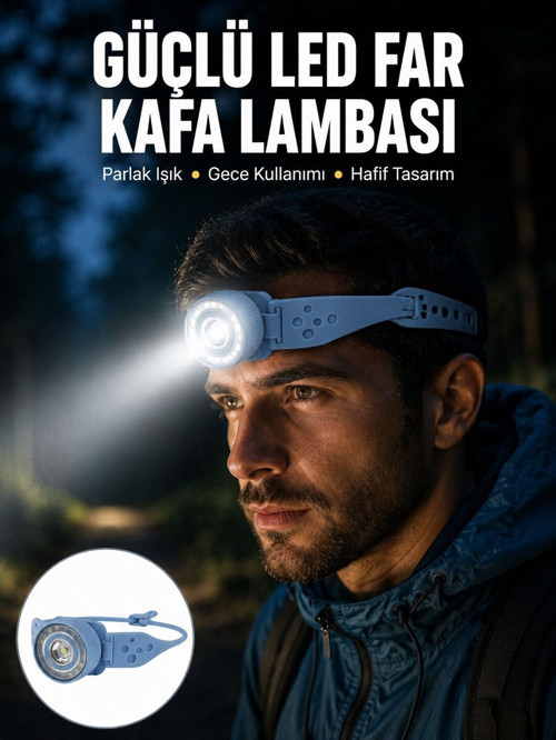 LED Kafa Lambası Kamp Yürüyüş ve Gece Kullanımı İçin Yeni Nesil - NLCAEB4581-8707