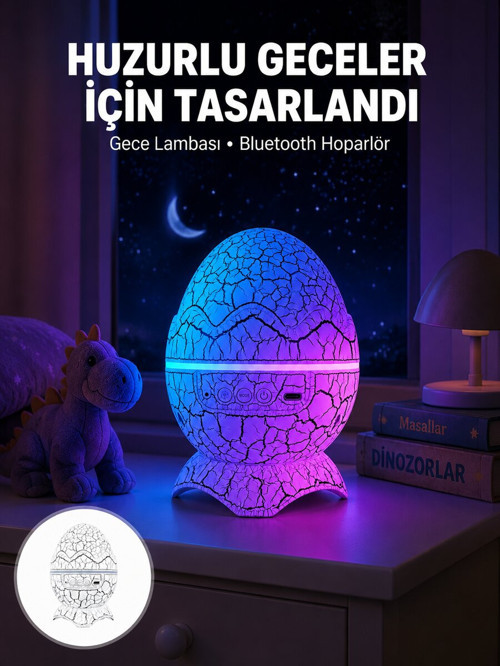 Bluetooth Hoparlör Özellikli 7 Renkli Gece Aydınlatması Yeni Nesil - NLCAEB3014-7713