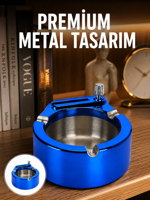 Dekoratif Çakmaklı Küllük Kolay Temizlenebilir Metal Yeni Nesil - NLCAEB9735-6106
