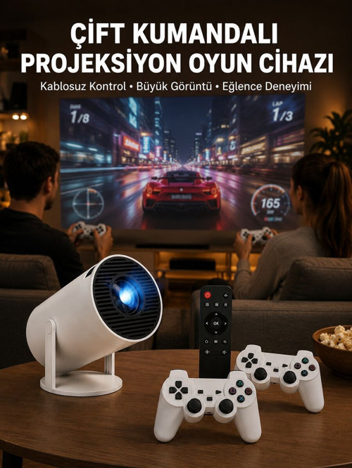 Kablosuz Mini Projeksiyon Cihazı Oyun ve Film İçin Taşınabilir Ev Sineması Yen - NLCAEB4632-1