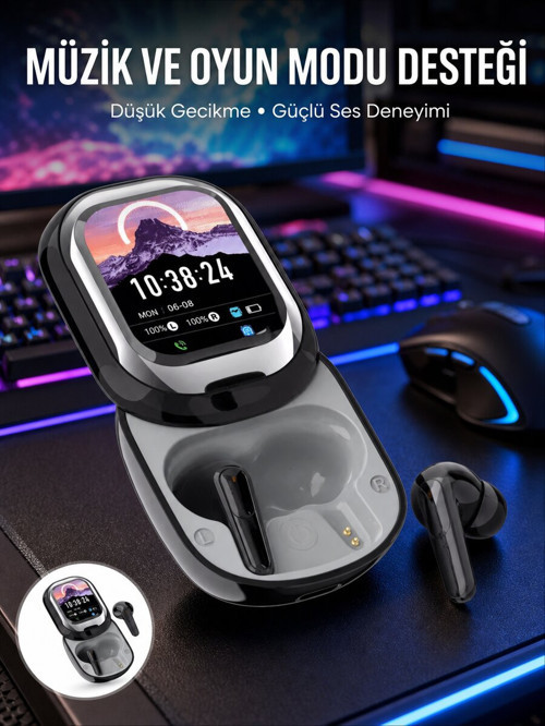 Kişiselleştirilebilir LED Ekranlı Bluetooth Kulaklık – Oyun & Müzik Modlu - NLCAEB9301-2148