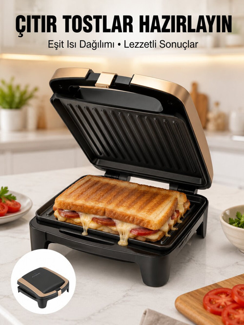 Tost Makinesi Ev Tipi Pratik Kullanım 4 Tost Kapasiteli Yeni Nesil - NLCAEB3297-8172