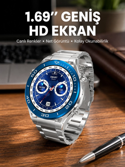 Akıllı Saat 1.62 İnç Ultimate Nabız Sensörlü Sesli Görüşme Yapabilen Yeni - NLCAEB6968-1