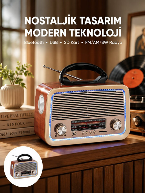 Nostalji Bluetooth Radyo Fm Am Sw Ahşap Eskitme Tasarım Yeni Nesil - Nlcaeb4039-9572