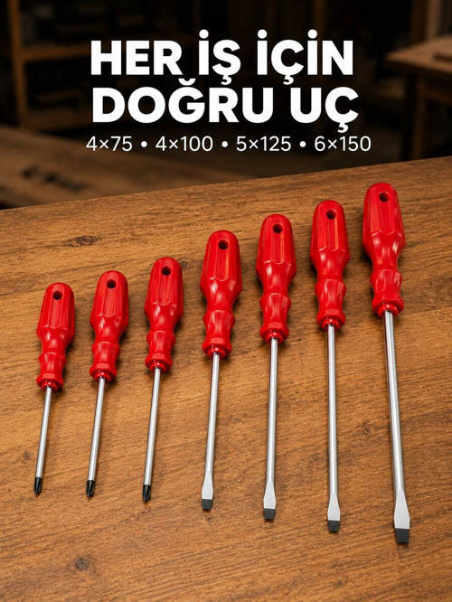 Manyetik Uçlu 7 Parça Tornavida Seti Düz ve Yıldız Tornavida - NLCAEB6710-3321