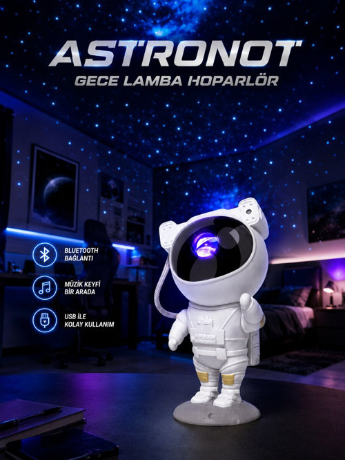 Projeksiyon Astronot Lamba Speaker Sevimli Astronot Bluetooth Hoparlör Yeni Nesil - NLCAEB6072-571