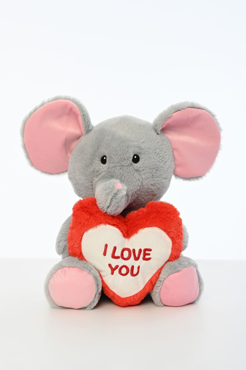 I Love You' Nakışlı Yastık Peluş Fil