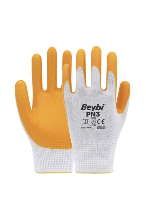 PN3 Polyester Örme Sarı Nitril İş Eldiveni