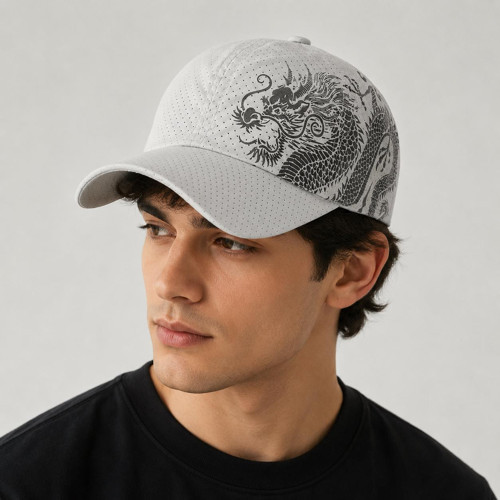 Dragon Nefes Alabilir Beyaz Spor Şapka – Ayarlanabilir Outdoor Balıkçı Günlük Unisex Şapka