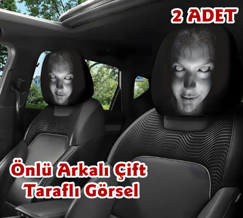Korkunç Kız Çift Taraflı Dekoratif Oto Başlık Kılıfı/Maske 2'li