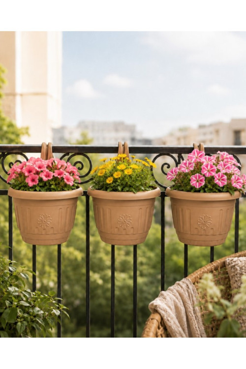 Askılı Balkon Saksısı 3 Adet 2,8 Litre