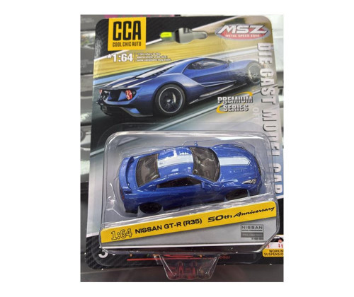 Premium Series Nissan GTR R35 50th Anniversary Mavi 1/64 Model Araba