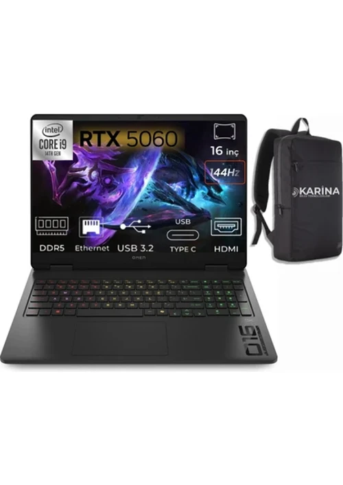 Omen 16-AM0033NT i9-14900HX C39J7EA-K54 32GB 4TB+4TB RTX5060 8GB W11Pro 16" WUXGA Gaming Laptop