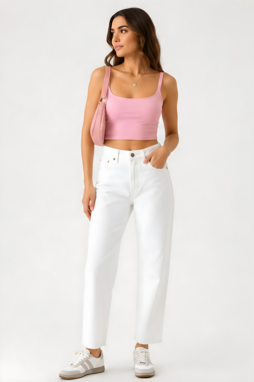 Woman Kadın Beyaz Yüksek Bel Fit Jean Pantolon TY.BJN01