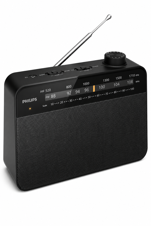 TAR2509/10 Taşınabilir Analog FM/AM Radyo, AC & Pil ile Çalışma, Kulaklık Girişli, Siyah