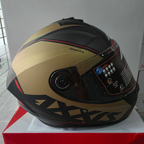 KAPALI KASK AXXIS MAT GOLD SİYAH M
