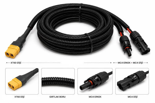 Mc4-Xt60 Dişi Solar Kablo 5 metre 10 awg