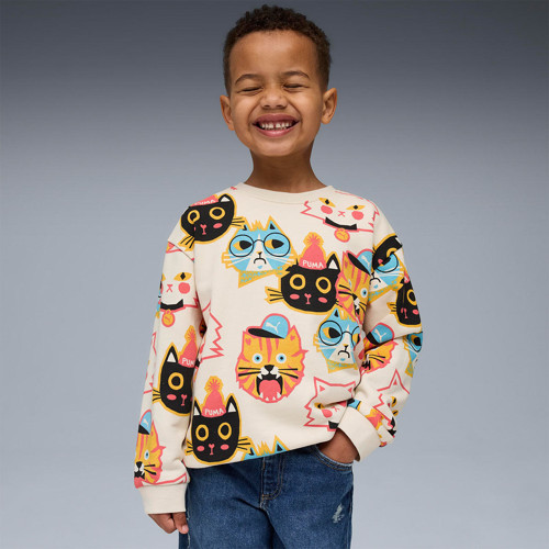 Moody Cat Crew Çocuk Bisiklet Yaka Sweatshirt