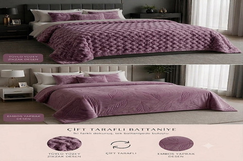 Aslan Bubble Çift Taraflı / Çift Katlı /Çift Kişilik/ Lüx Battaniye/ 4,5 kg / Modern / Şık / Çeyizlik