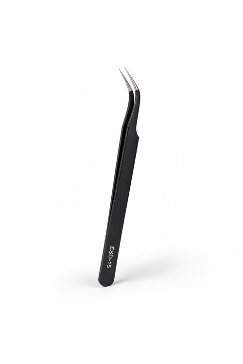 ESD-15 Eğri Uçlu Hassas Profesyonel Cımbız Anti-Manyetik Paslanmaz Çelik 12.5 Cm
